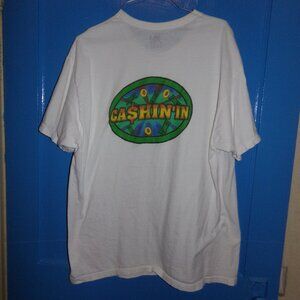 Vintage "Cashin In" Casino T-Shirt - Fruit of the Loom - White w/ Logo - XL